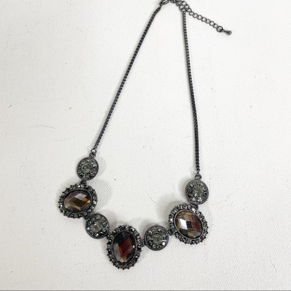 Victorian-Style Brown Gem Necklace - Picture 5 of 7